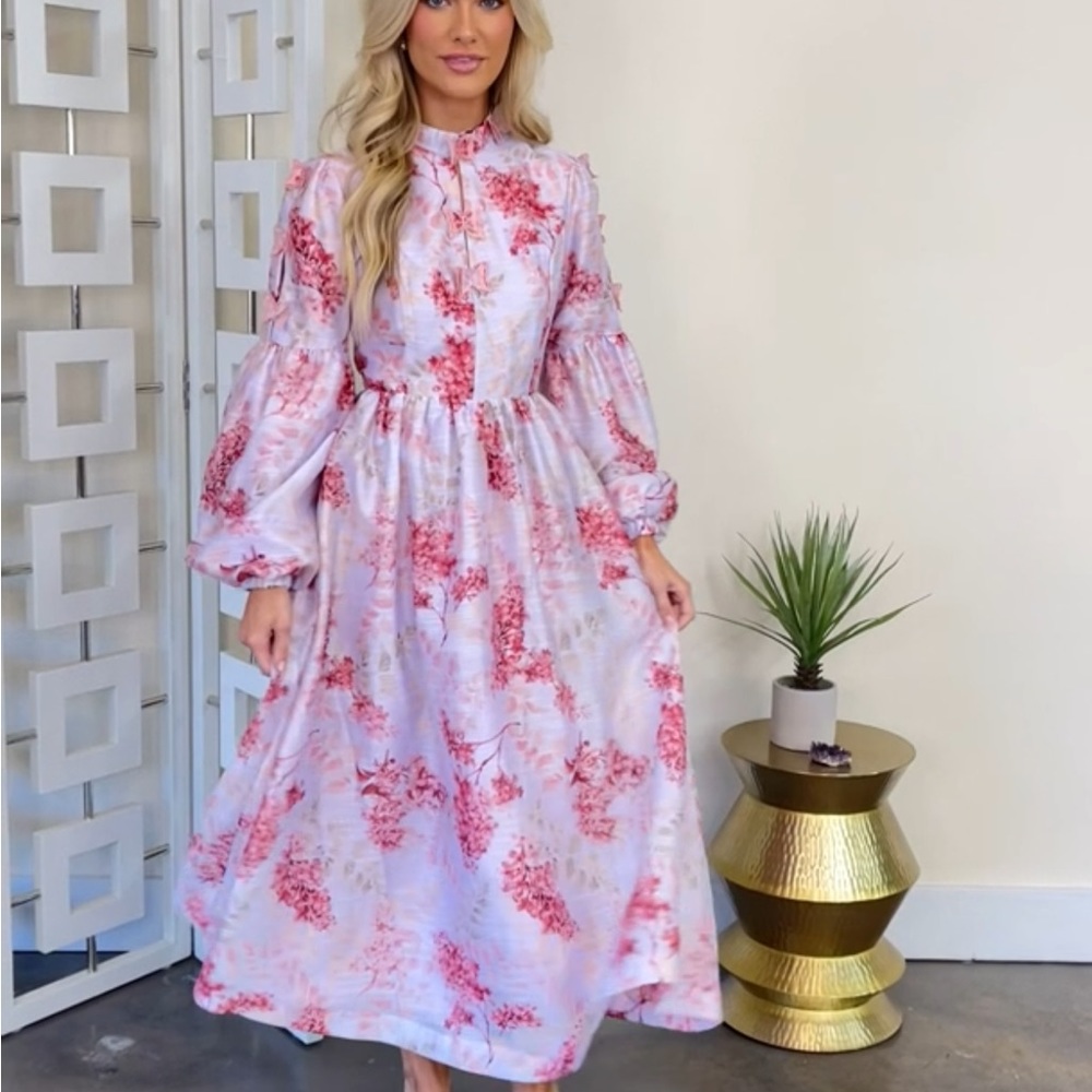 Chasing Butterflies Pink Floral Print Maxi Dress